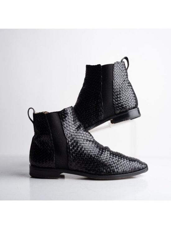 Charles Jourdan Vintage Ankle boots Mens Leather Woven Black Braided US 8 EU 42 main image 8